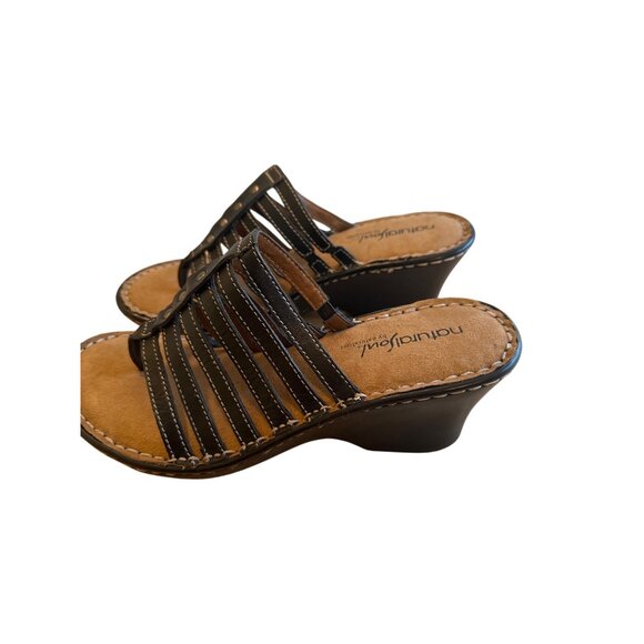 Natural Soul Size 6.5 Women’s by Naturalizer Strappy Wedge Sandals Black - Picture 4 of 14